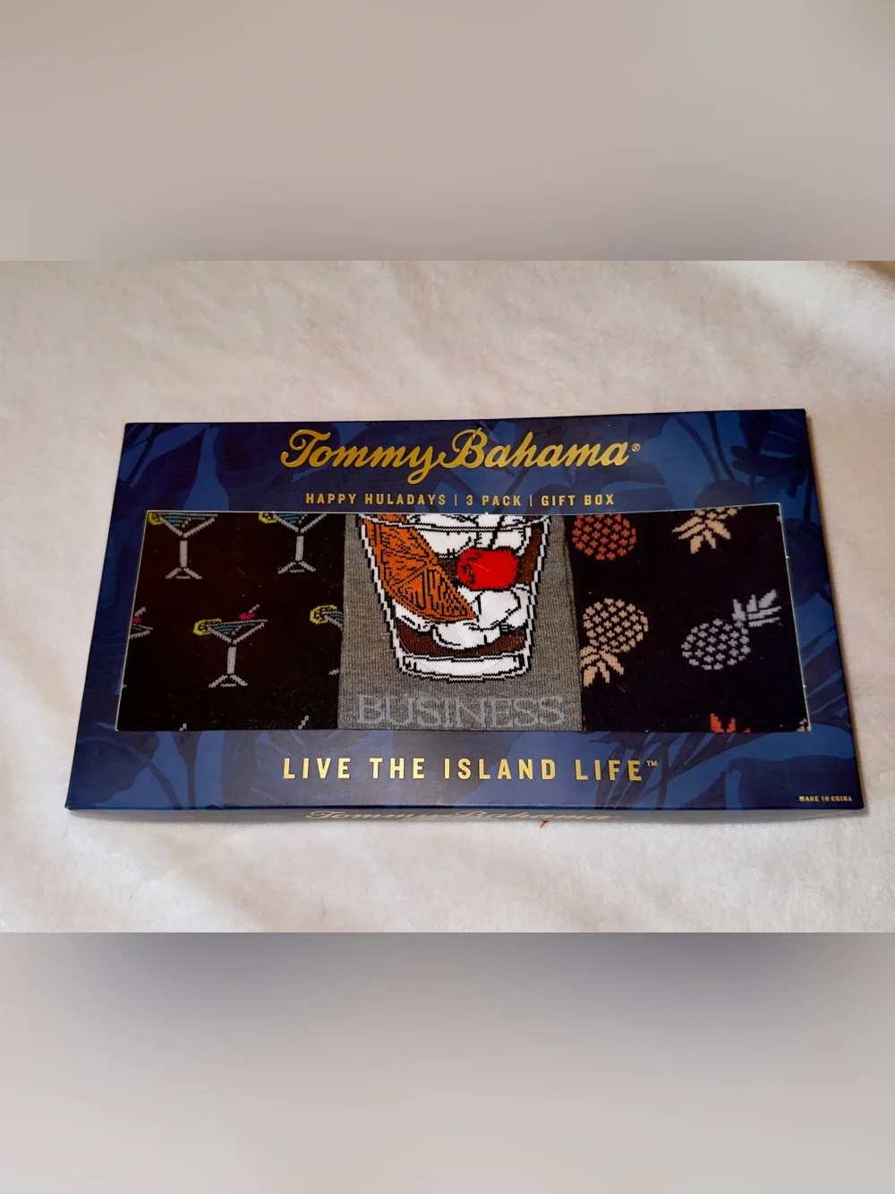 Tommy Bahama Socks 3 pack - Blue and Gold Holiday Gift Box